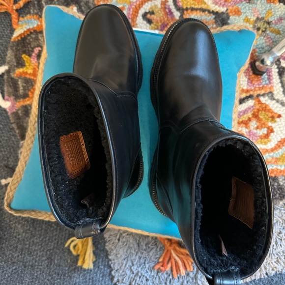 MEN’s COACH Harvey Black Smooth Leather Pull-on Boot. Shearling Lining Size 9D - Picture 12 of 12